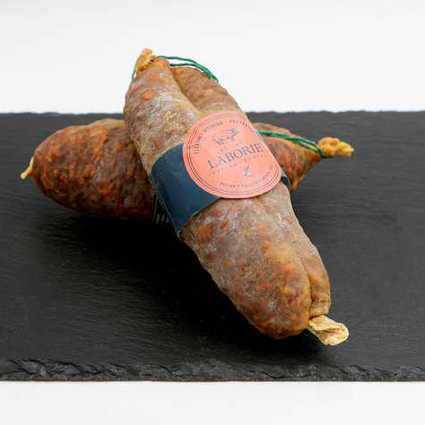 Saucisson sec La Signature,saucisson de canard et chorizo - Maison Laborie Cantal - Boucherie Maison Bouron Lattes