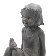 Sculpture - La petite fille à l'oiseau - idées cadeaux Montpellier