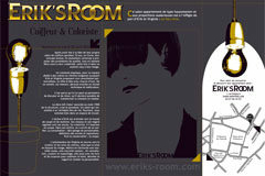 Vue du dossier de presse du salon de coiffure Erik's Room au centre-ville de Montpellier